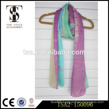 comfortable beautiful long printed purple solid color silk chiffon scarf